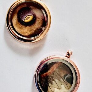 Elegant Gold and Rose Gold genuine Silk Moth Pendant Set